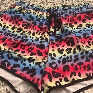 Jess Lea Rainbow Background Black Leopard Print Shorts